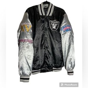 NFL Las Vegas Oakland Raiders Satin Varsity Jacket Mens size Medium HTF G-111